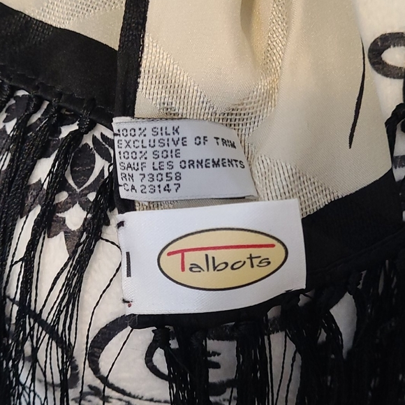 Talbots vintage 100% silk scarf floral fringed - Picture 5 of 6